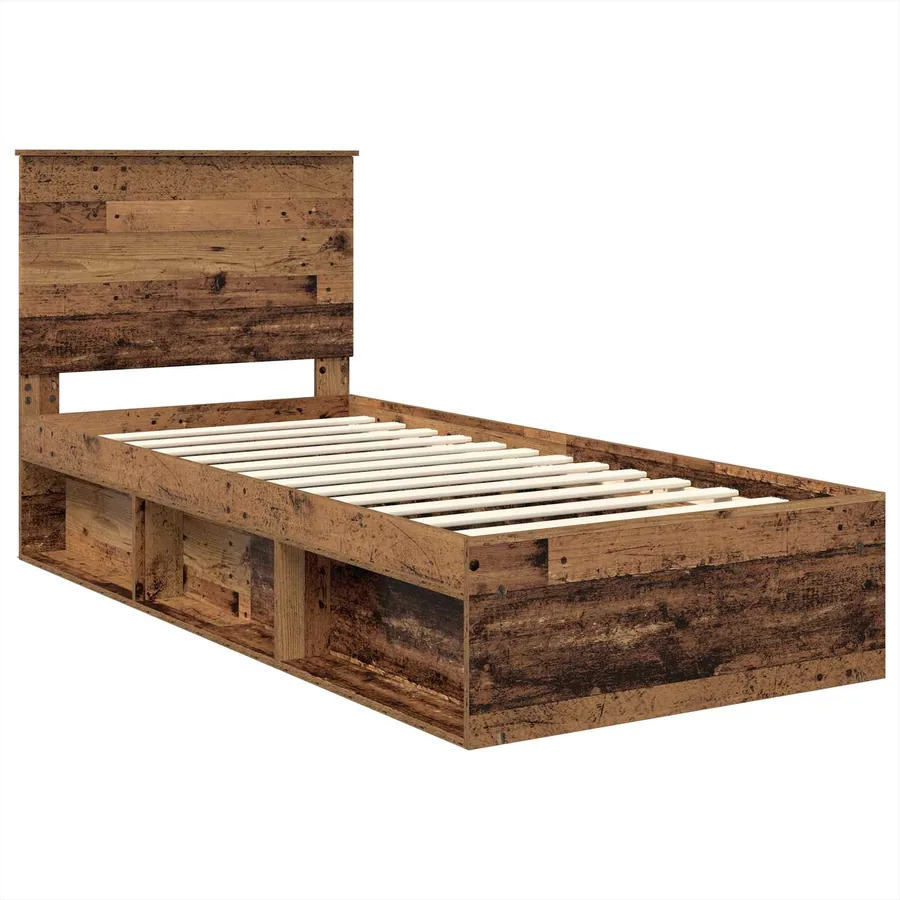Cadre de lit Bois ancien 75 x 190 cm Bois de pin massif - 4