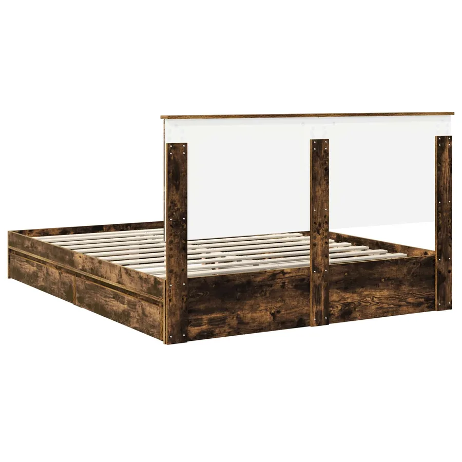 Lit de Rangement Chêne fumé 160 x 200 cm Bois d'ingénierie - 10