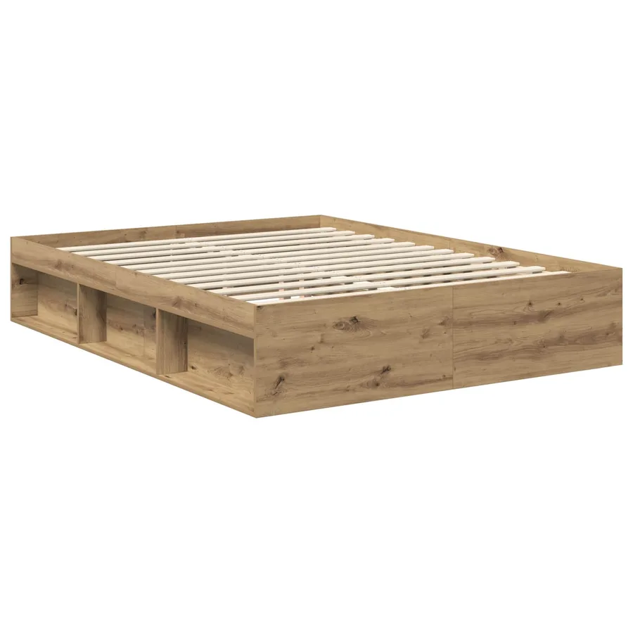 Cadre de lit Chêne artisan 150 x 200 cm Bois de pin massif - 5