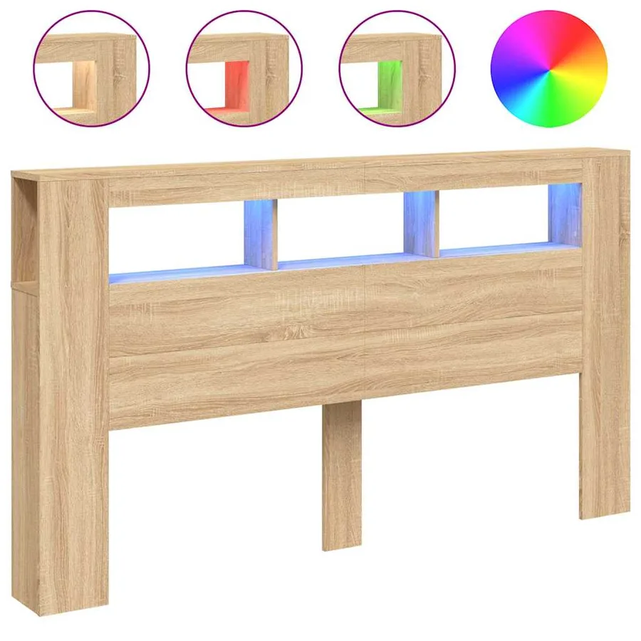 Tête de lit à LED chêne sonoma 180x18,5x103,5cm bois ingénierie - 2