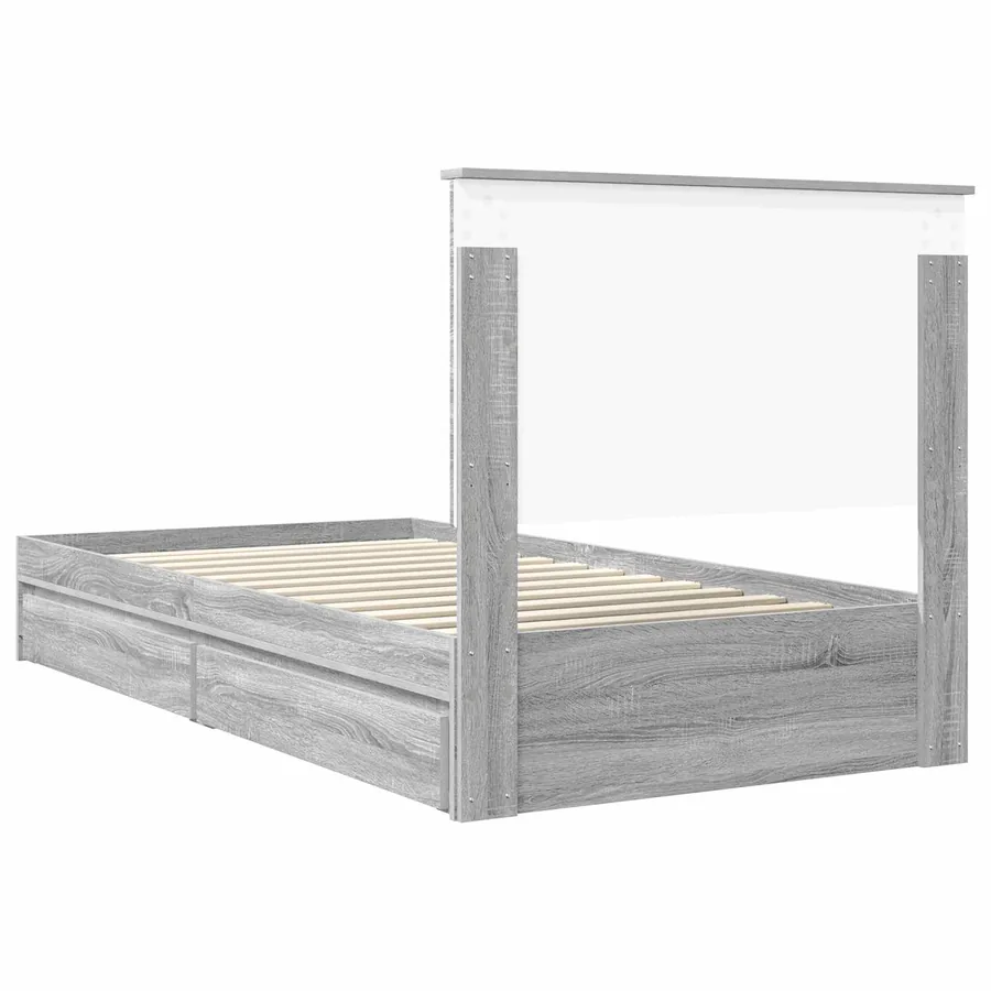 Lit de Rangement Gris Sonoma 100 x 200 cm Bois d'ingénierie - 8
