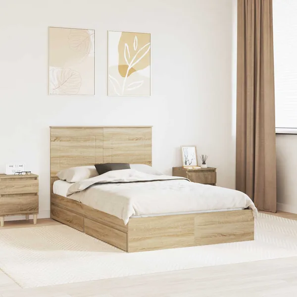 Lit de Rangement Chêne Sonoma 135 x 190 cm Bois d'ingénierie