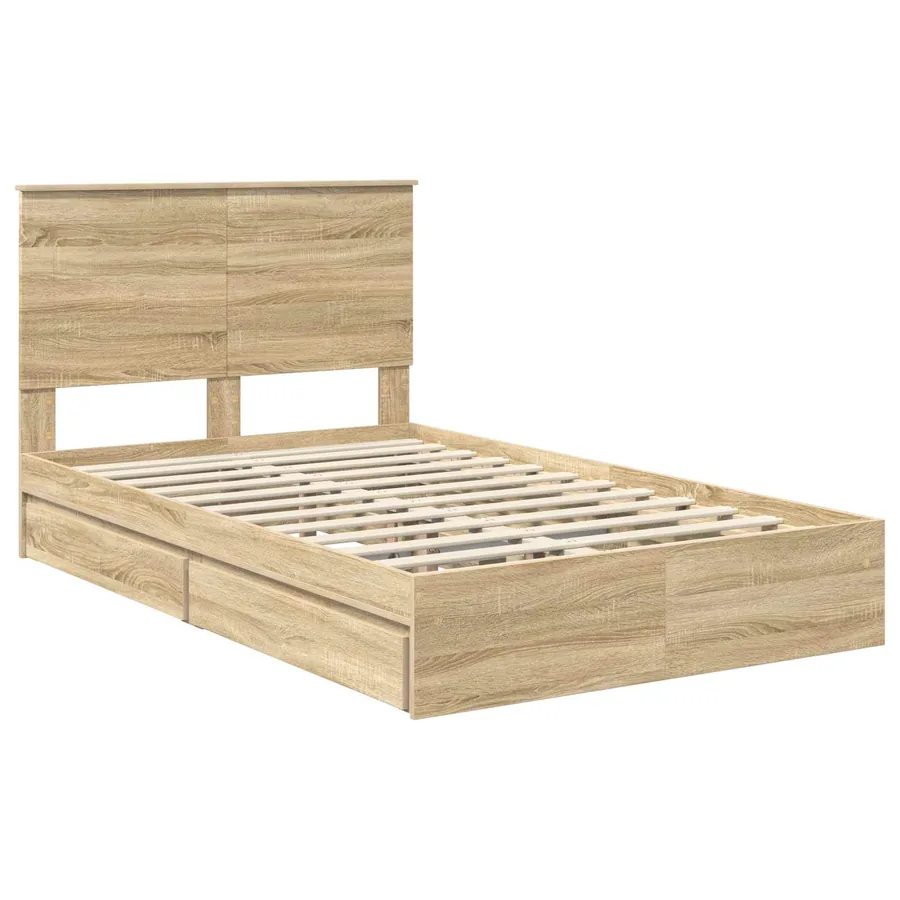 Lit de Rangement Chêne Sonoma 135 x 190 cm Bois d'ingénierie - 4