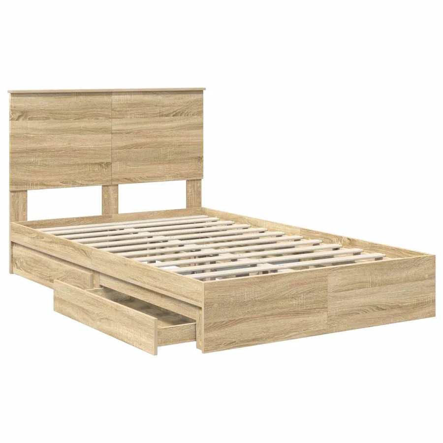 Lit de Rangement Chêne Sonoma 135 x 190 cm Bois d'ingénierie - 5