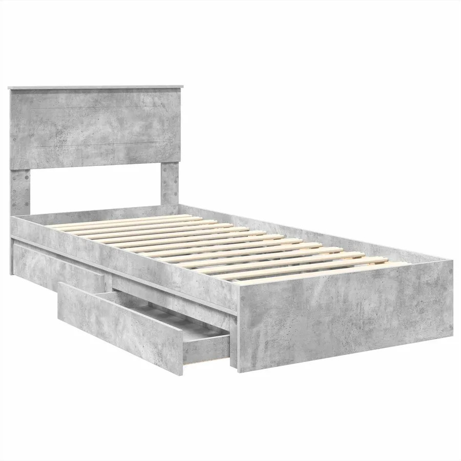 Lit de Rangement Gris béton 90 x 190 cm Bois d'ingénierie - 5