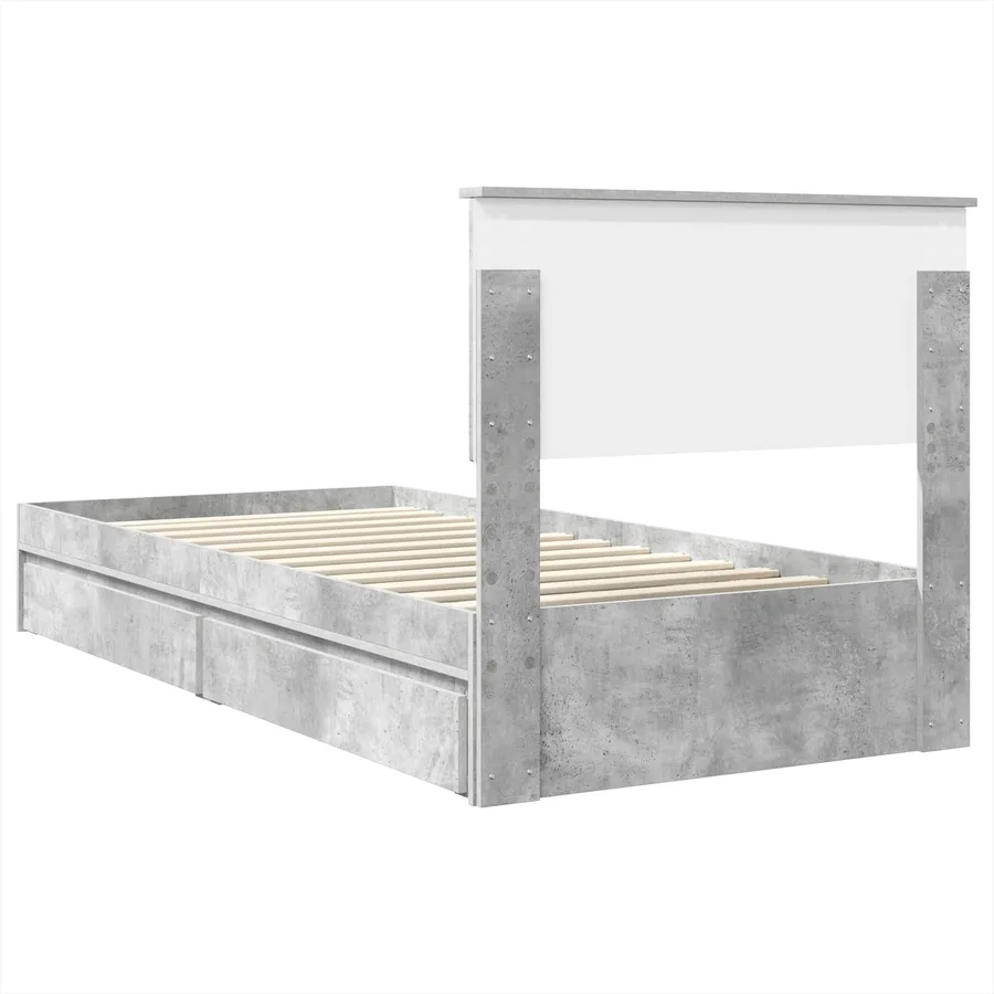 Lit de Rangement Gris béton 90 x 190 cm Bois d'ingénierie - 8