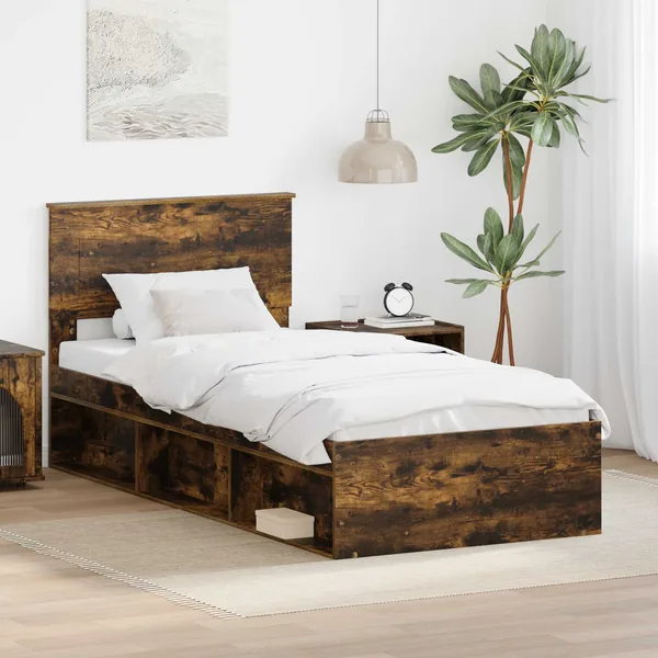 Cadre de lit Chêne fumé 90 x 190 cm Bois d'ingénierie