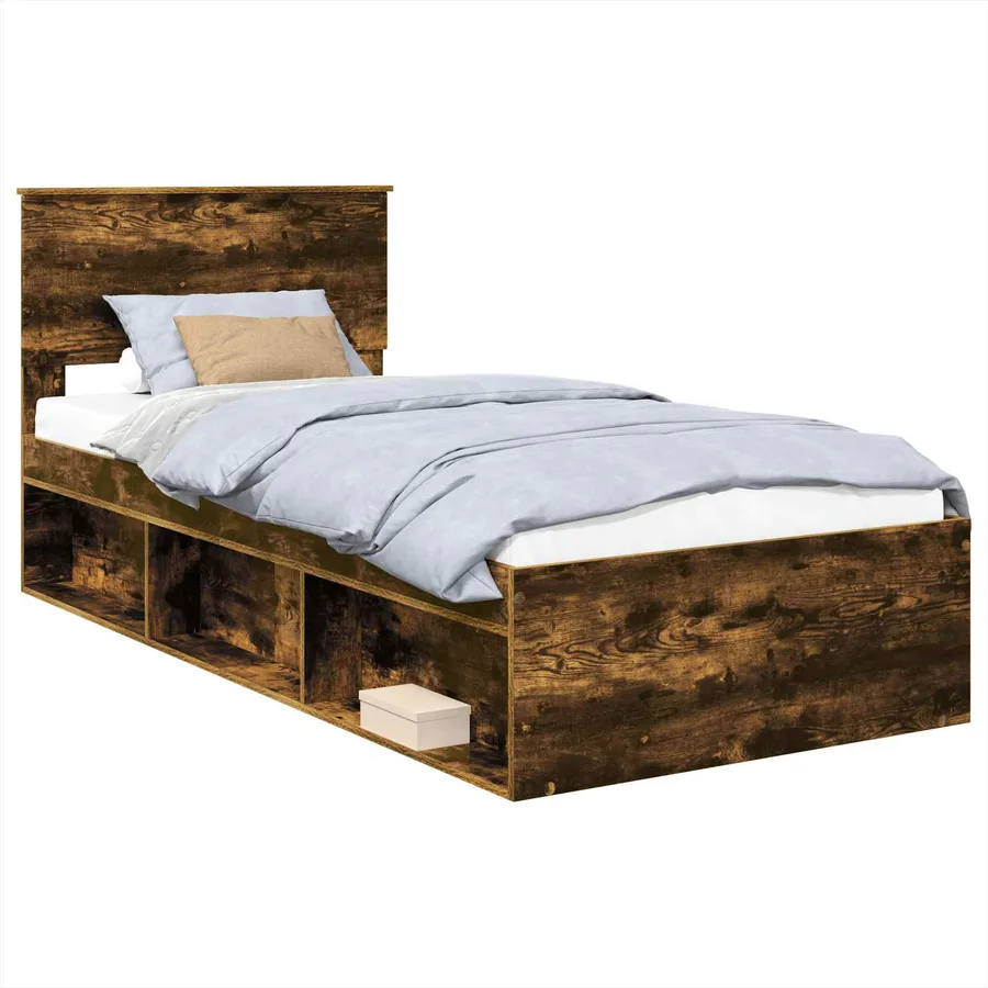 Cadre de lit Chêne fumé 90 x 190 cm Bois d'ingénierie - 2