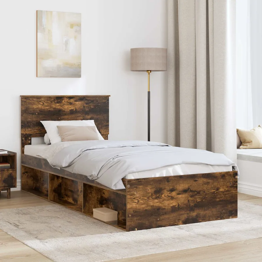 Cadre de lit Chêne fumé 90 x 190 cm Bois d'ingénierie - 3