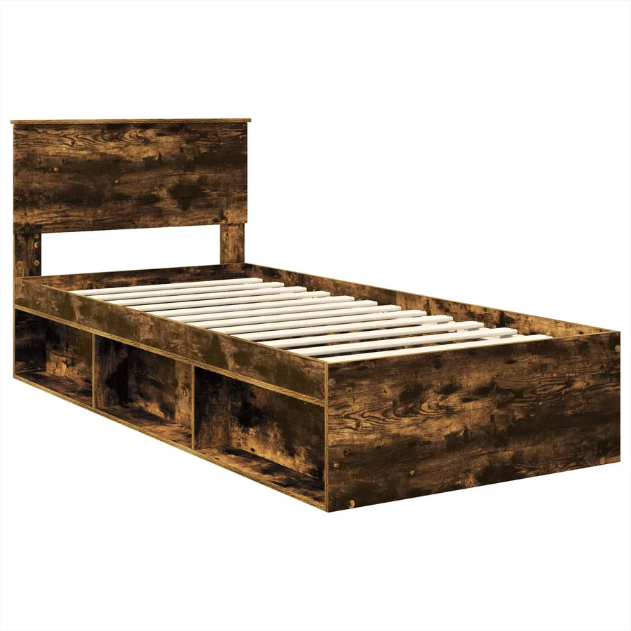 Cadre de lit Chêne fumé 90 x 190 cm Bois d'ingénierie - 4