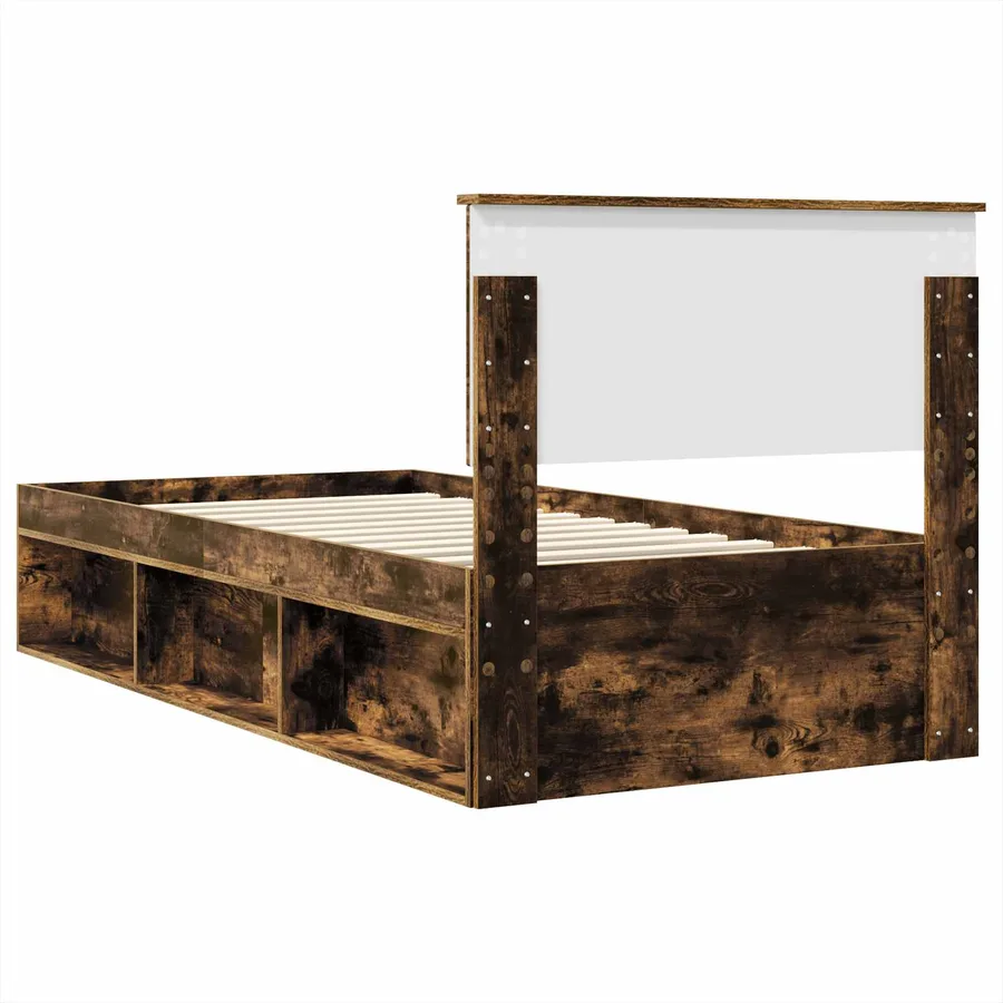 Cadre de lit Chêne fumé 90 x 190 cm Bois d'ingénierie - 9
