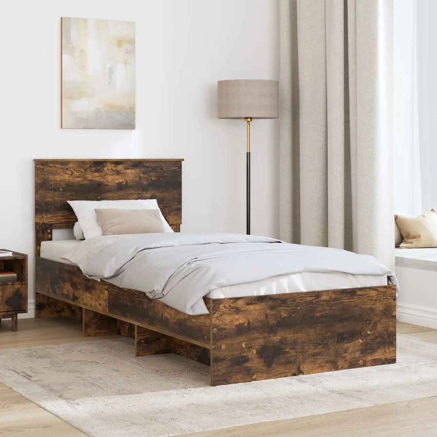 Cadre de lit Chêne fumé 90 x 200 cm Bois d'ingénierie - 3