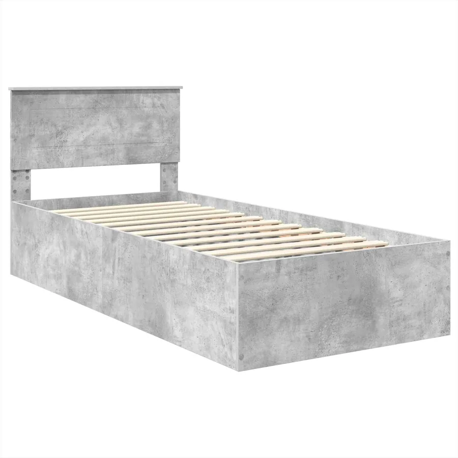 Cadre de lit Gris béton 90 x 190 cm Bois d'ingénierie - 4