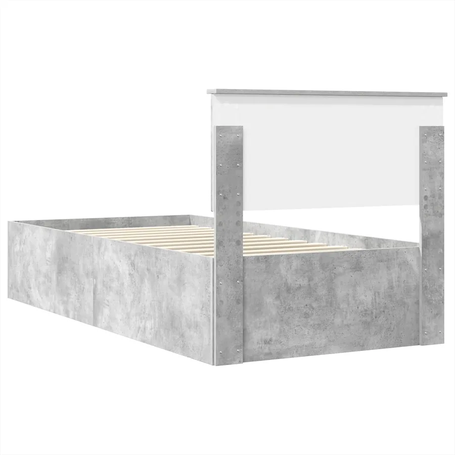 Cadre de lit Gris béton 90 x 190 cm Bois d'ingénierie - 9