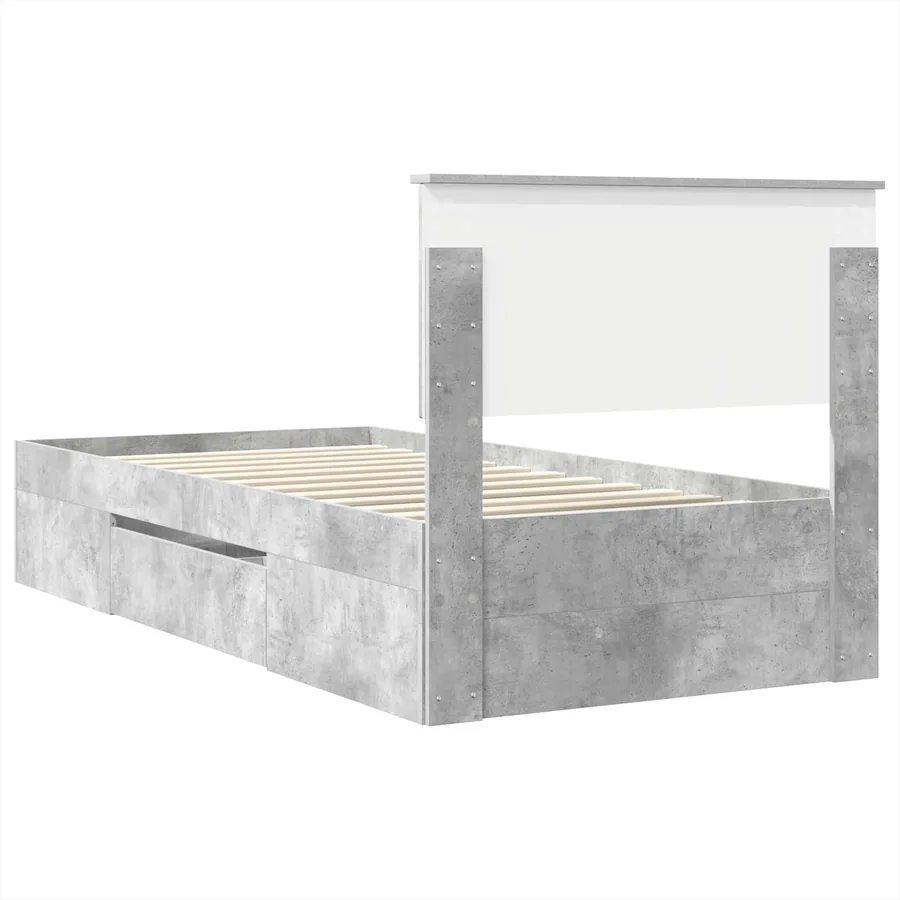 Cadre de lit Gris béton 90 x 200 cm Bois d'ingénierie - 8