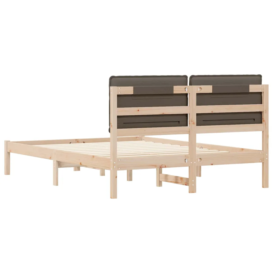 Cadre de lit avec tête de lit rembourrée Taupe 135 x 190 cm - 7