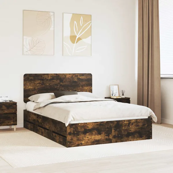 Cadre de lit Chêne fumé 160 x 200 cm Bois Ingénierie