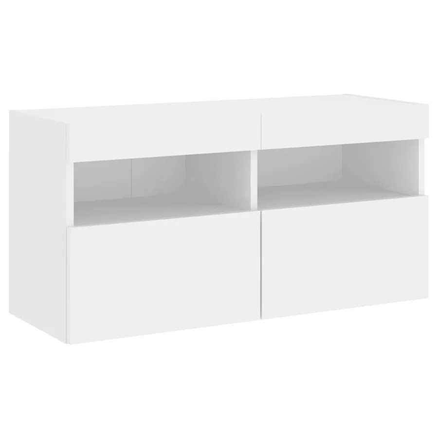 Unités murales TV avec LED 5 pcs blanc bois d'ingénierie - 10