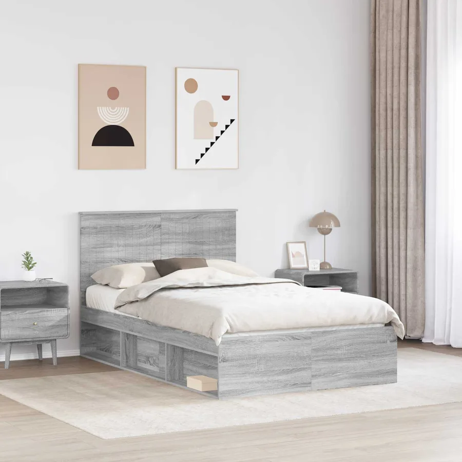 Cadre de lit Gris Sonoma 120 x 190 cm Bois de pin massif - 3