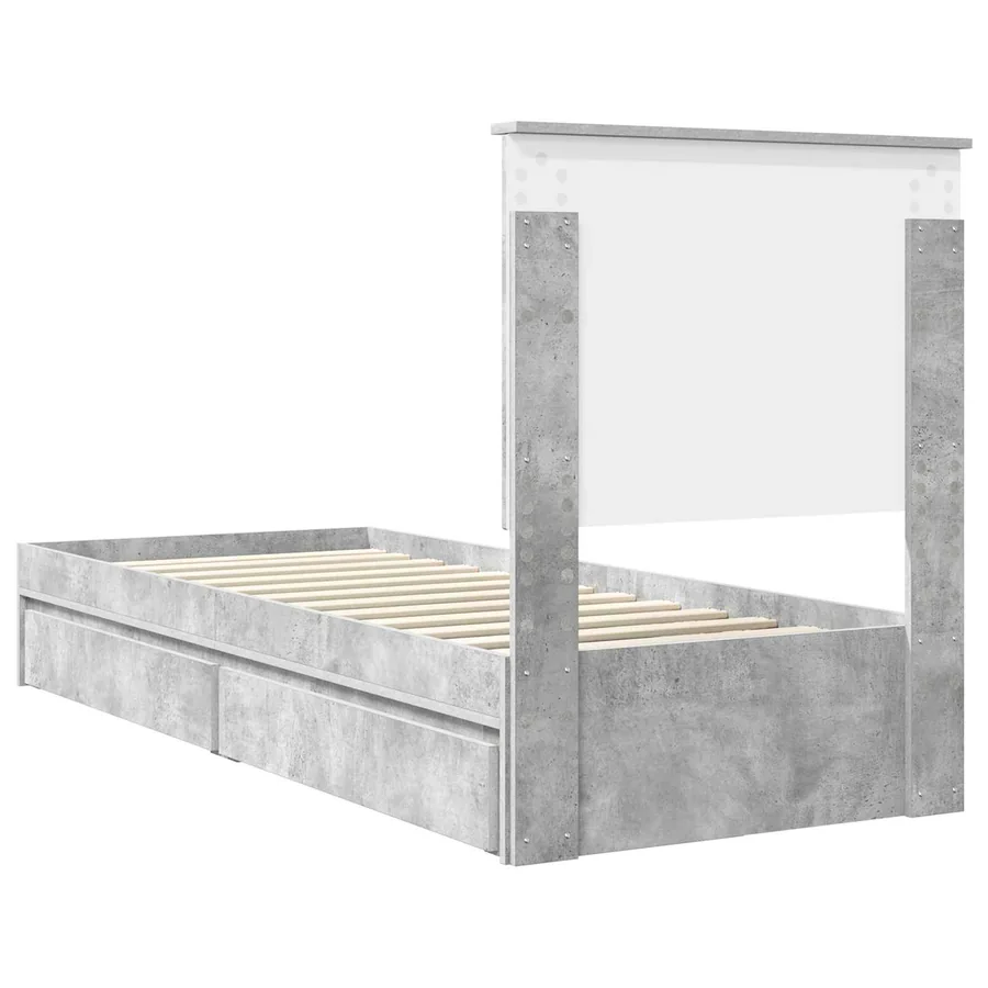 Lit de Rangement Gris béton 75 x 190 cm Bois d'ingénierie - 10