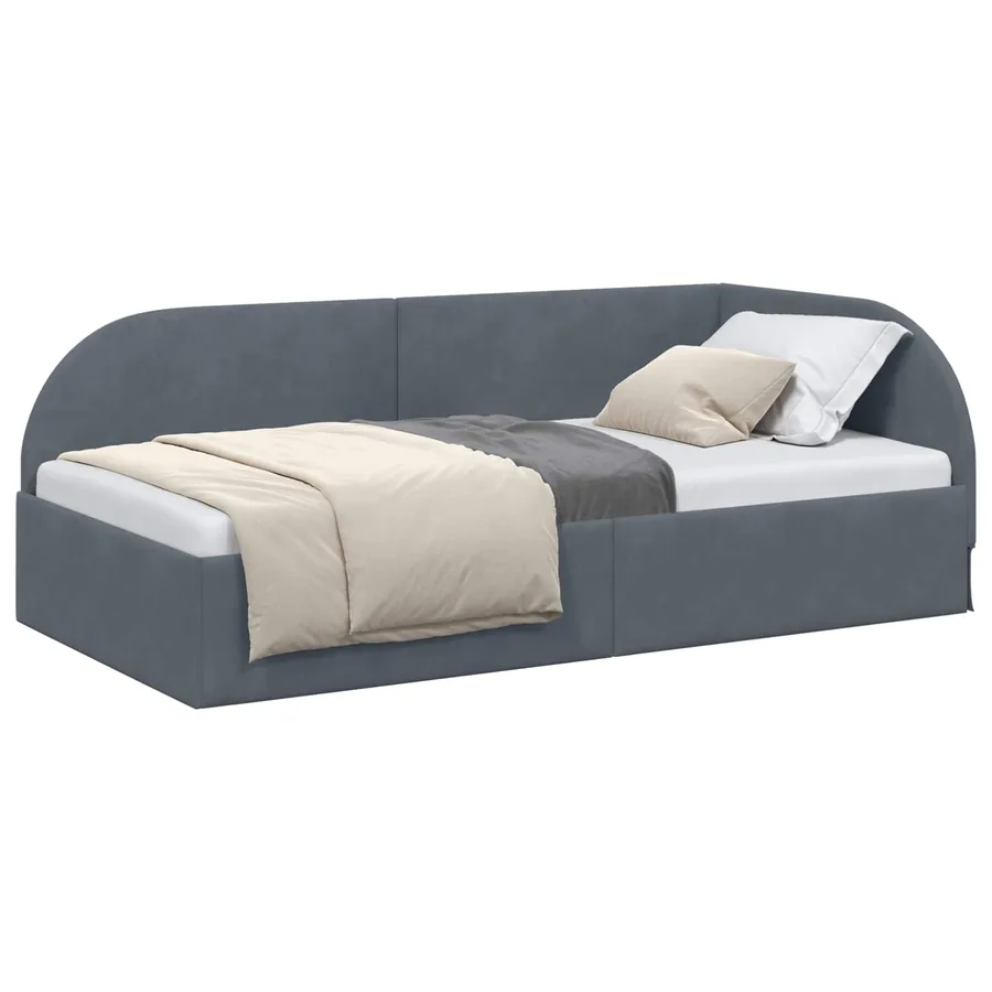Cadre de lit d'angle Gris foncé 80 cm x 200 cm Velours - 2