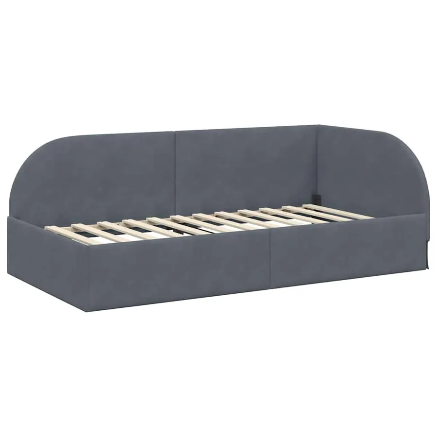 Cadre de lit d'angle Gris foncé 80 cm x 200 cm Velours - 4