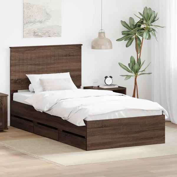 Cadre de lit Chêne brun 100 x 200 cm Bois Ingénierie