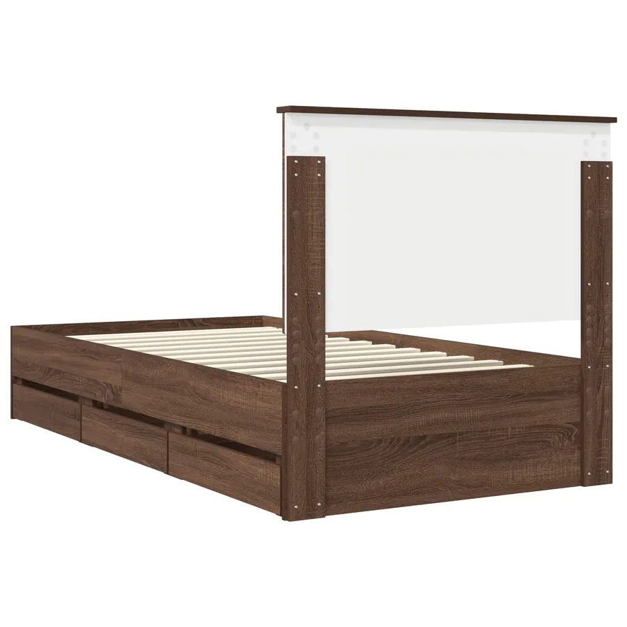 Cadre de lit Chêne brun 100 x 200 cm Bois Ingénierie - 10