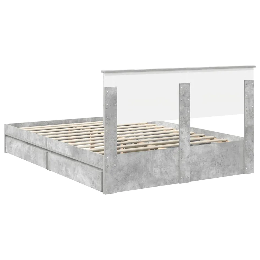 Lit de Rangement Gris béton 150 x 200 cm Bois d'ingénierie - 8