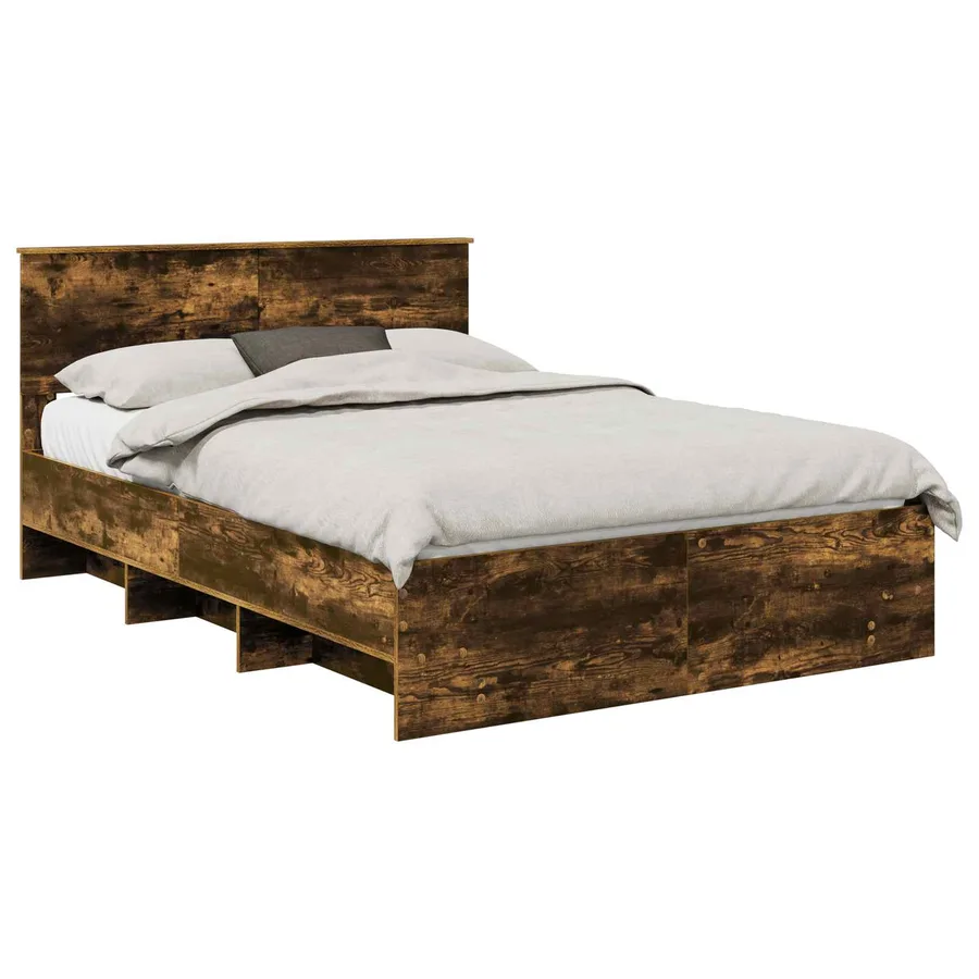 Cadre de lit Chêne fumé 150 x 200 cm Bois d'ingénierie - 2