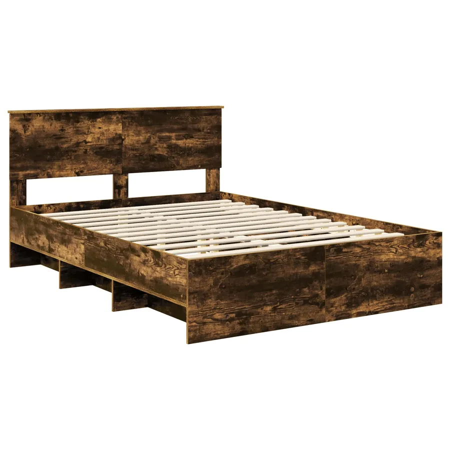 Cadre de lit Chêne fumé 150 x 200 cm Bois d'ingénierie - 4