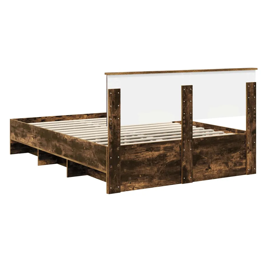 Cadre de lit Chêne fumé 150 x 200 cm Bois d'ingénierie - 9