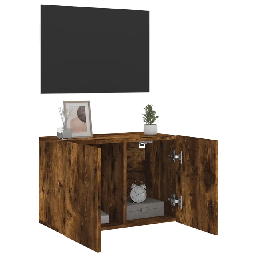 Meuble TV mural chêne fumé 60x30x41 cm - 4