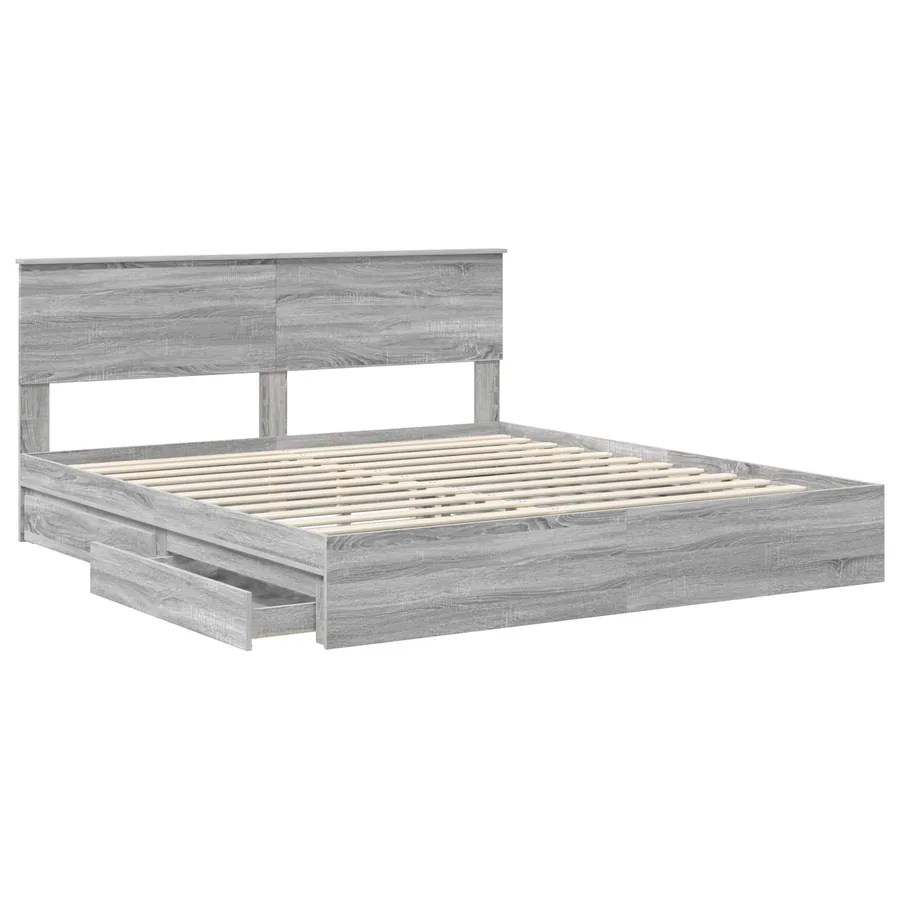 Lit de Rangement Gris Sonoma 200 x 200 cm Bois d'ingénierie - 5