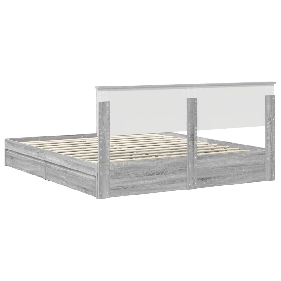 Lit de Rangement Gris Sonoma 200 x 200 cm Bois d'ingénierie - 8