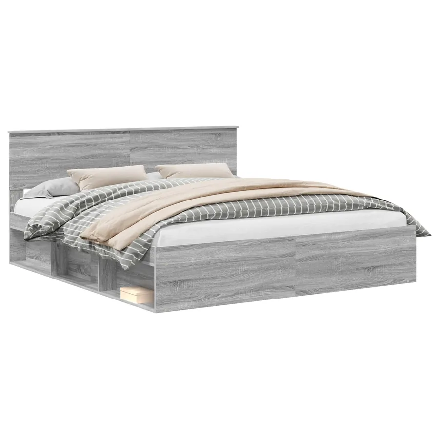 Cadre de lit Gris Sonoma 200 x 200 cm Bois d'ingénierie - 2