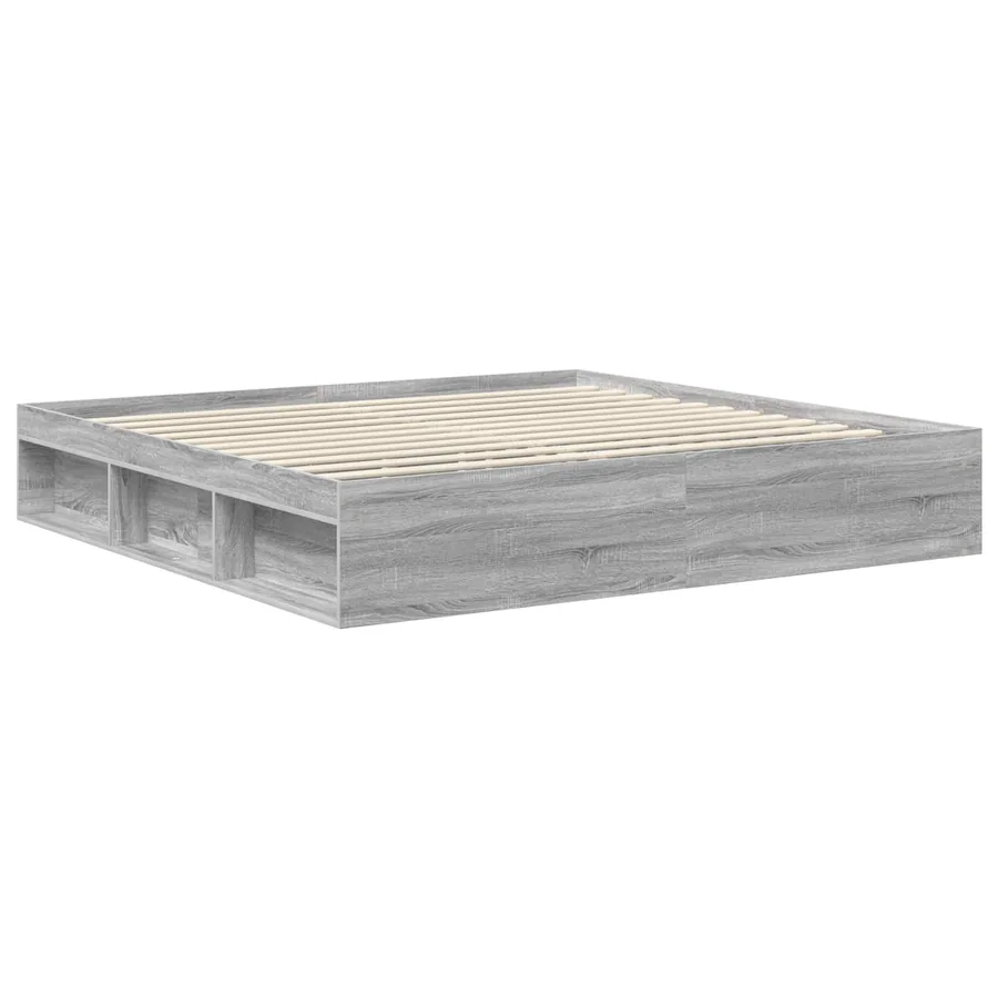 Cadre de lit Gris Sonoma 200 x 200 cm Bois d'ingénierie - 5