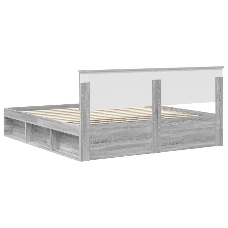 Cadre de lit Gris Sonoma 200 x 200 cm Bois d'ingénierie - 9