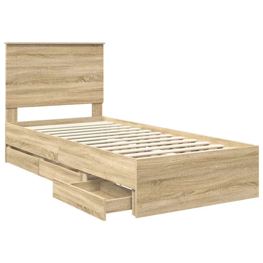 Cadre de lit Chêne Sonoma 100 x 200 cm Bois Ingénierie - 5