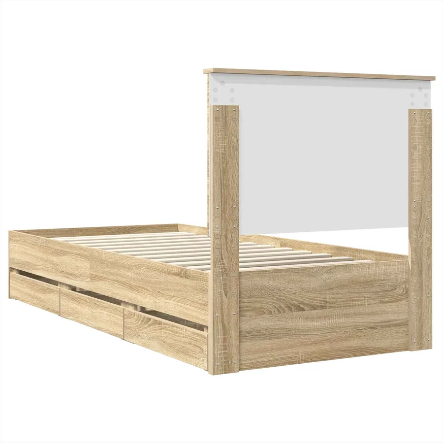 Cadre de lit Chêne Sonoma 100 x 200 cm Bois Ingénierie - 8