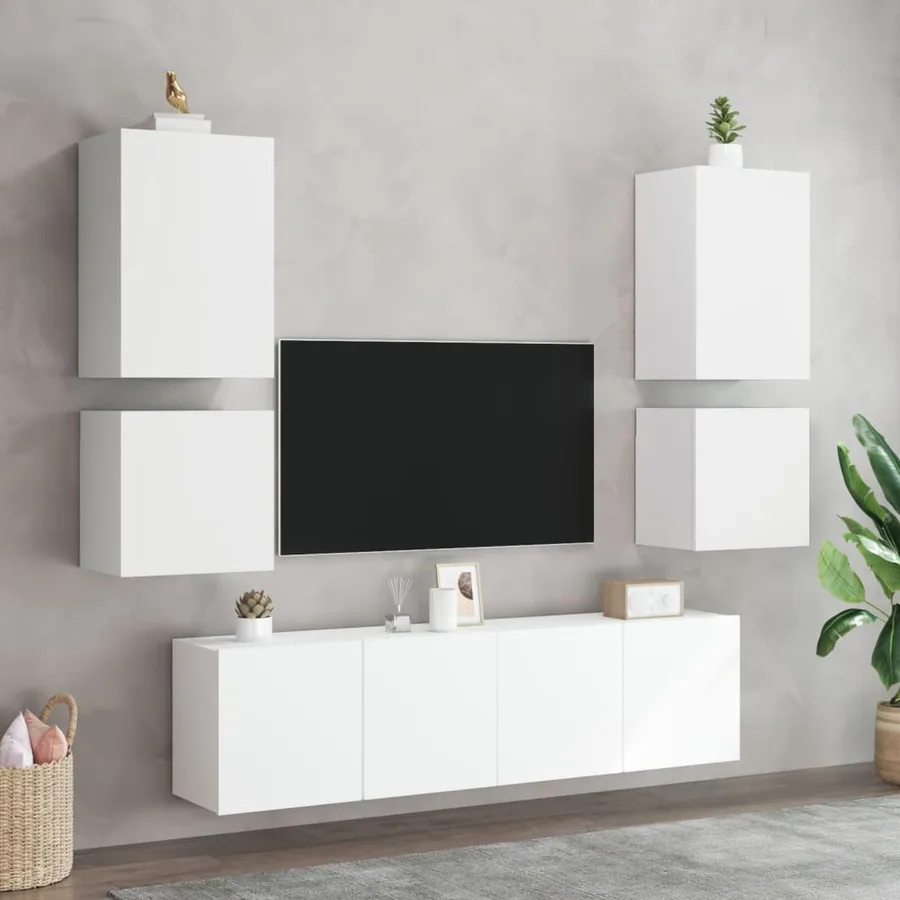Meubles TV muraux 2 pcs blanc 40,5x30x40 cm bois d'ingénierie - 4