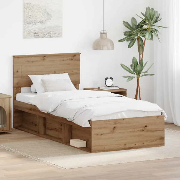 Cadre de lit Chêne artisan 90 x 200 cm Bois d'ingénierie