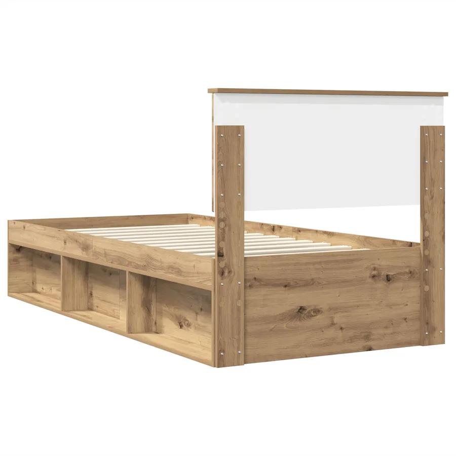 Cadre de lit Chêne artisan 90 x 200 cm Bois d'ingénierie - 9