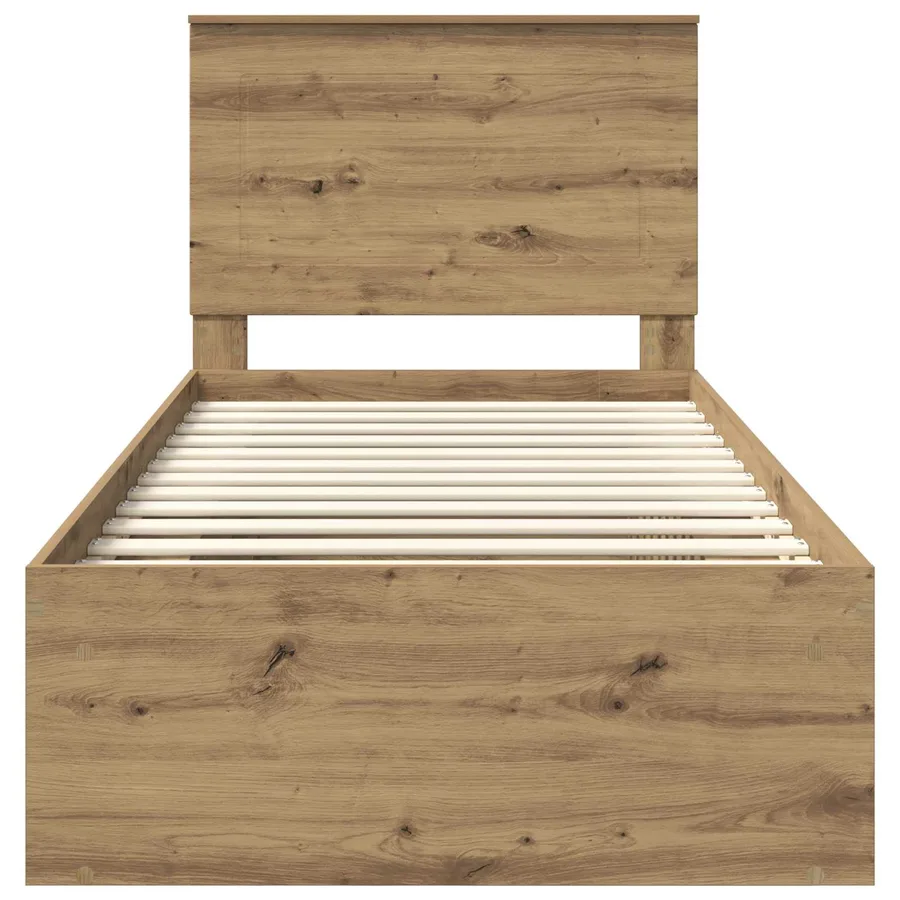 Cadre de lit Chêne artisan 90 x 190 cm Bois de pin massif - 7