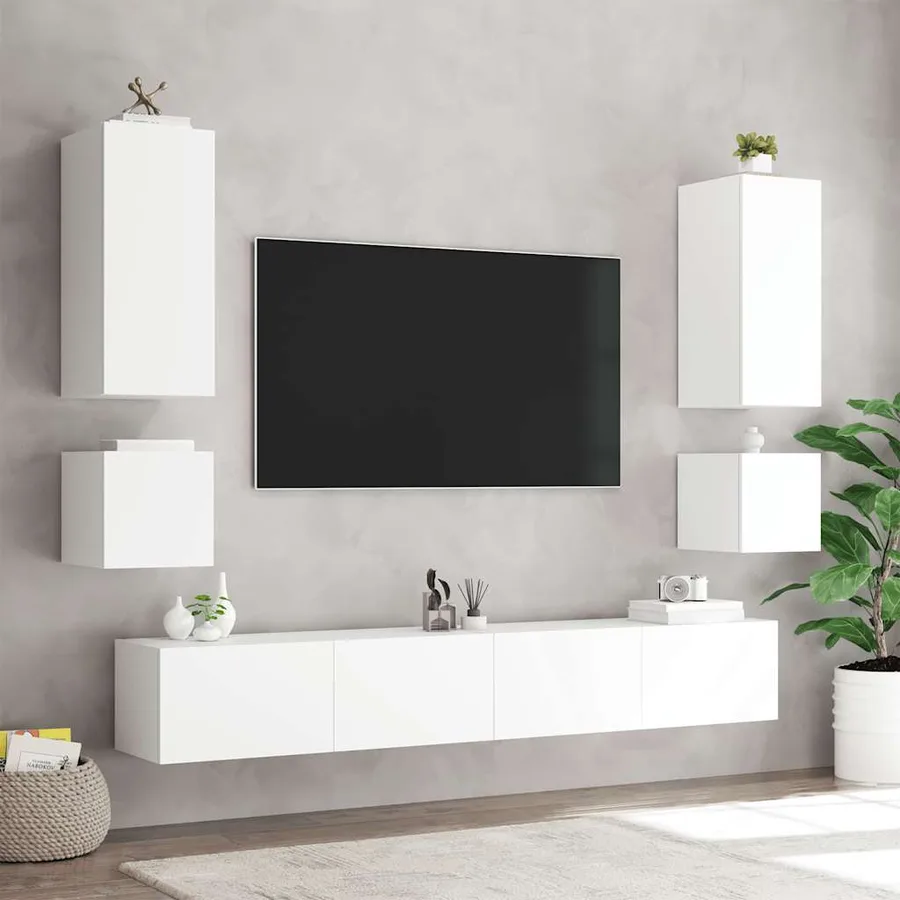 Meuble TV mural avec lumières LED blanc 40,5x35x40 cm - 6