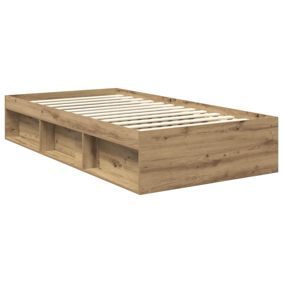Cadre de lit Chêne artisan 100 x 200 cm Bois de pin massif - 5