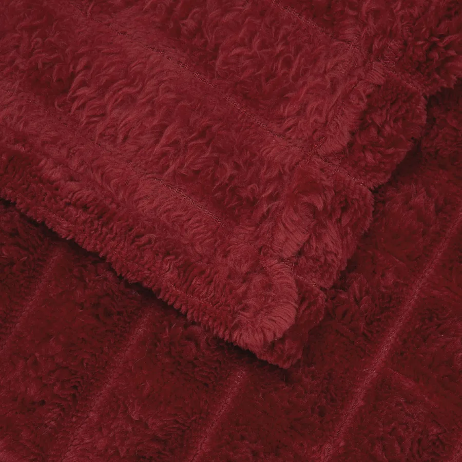 Jeté Rouge Bordeaux 150 x 130 cm Toison - 5
