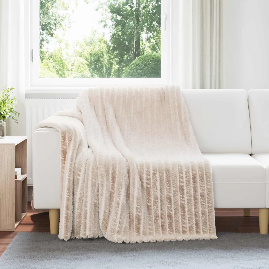 Couvertures à jeter 6 pcs Beige 200 x 150 cm Toison
