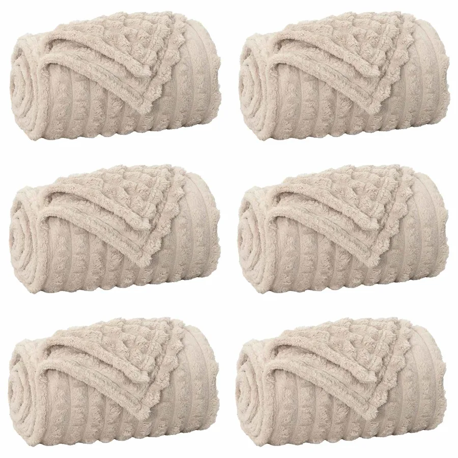 Couvertures à jeter 6 pcs Beige 200 x 150 cm Toison - 2