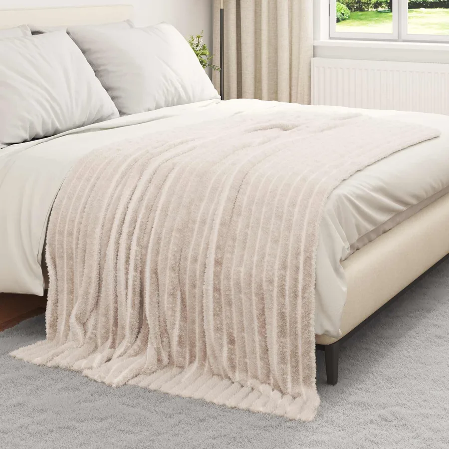 Couvertures à jeter 6 pcs Beige 200 x 150 cm Toison - 3
